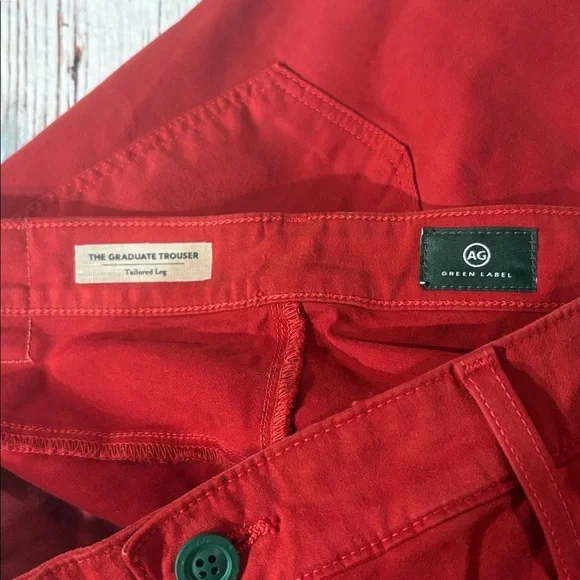 NWOT AG Adriano Goldschmied Graduate Chino Rocker Red Trousers